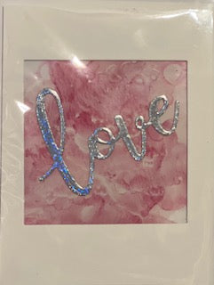 Cards: Love & Valentine's Day: Silver Love on Pink Marble