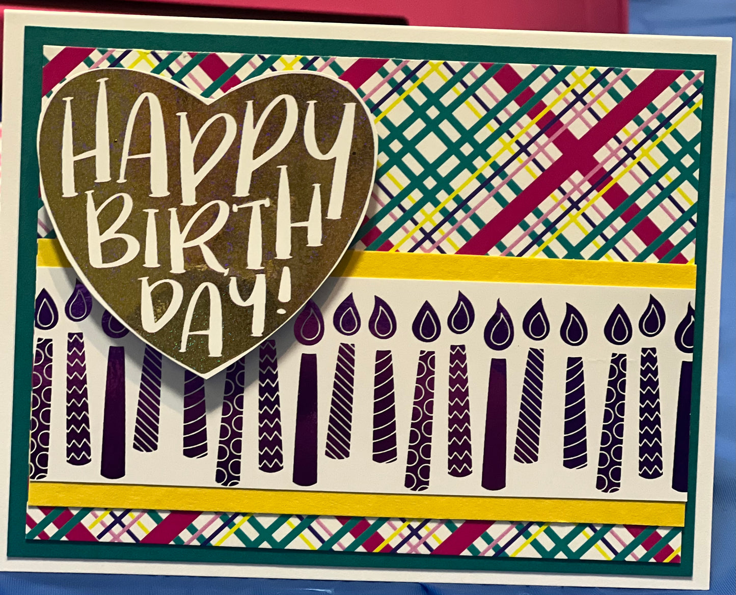 Cards:  Birthdays:  Candles & Plaid Birthday