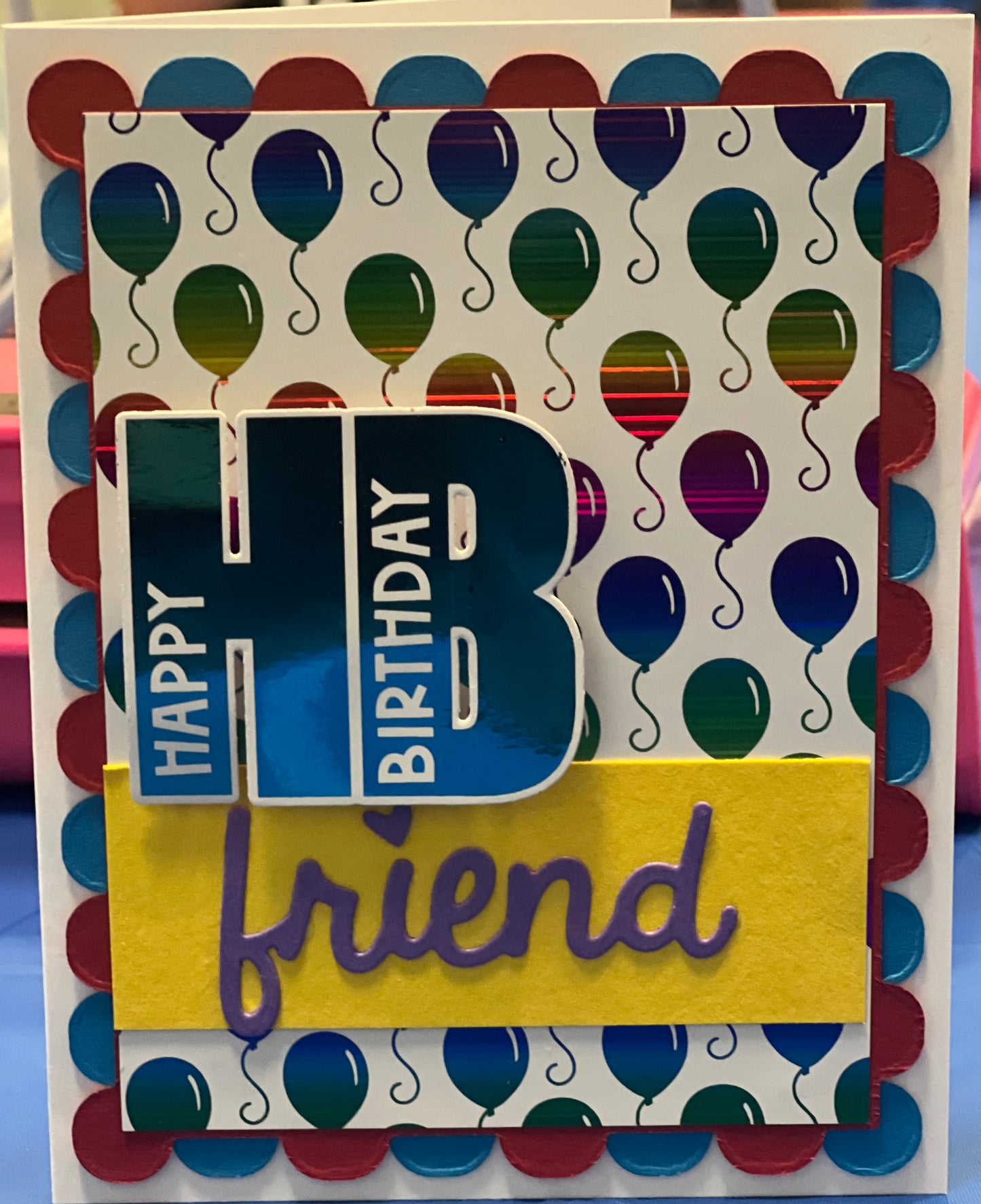 Cards:  Birthdays:  HB Friend on Balloons