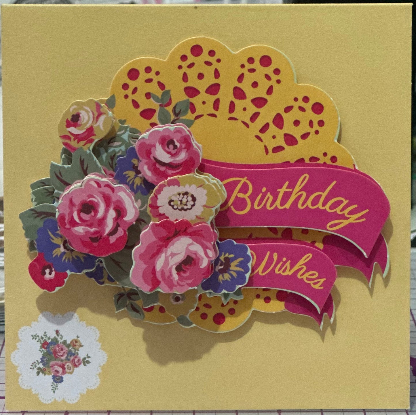 Cards:  Birthdays:  Birthday Wishes Floral Decoupage