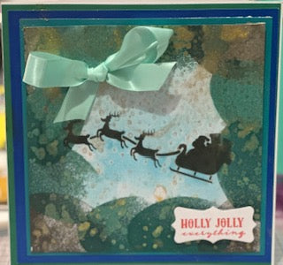 Cards:  Christmas:  Holly Jolly Santa & Sleigh Through Layers