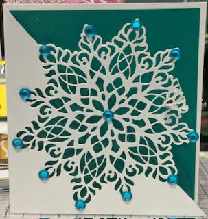 Cards:  Christmas:  Green & White Snowflake