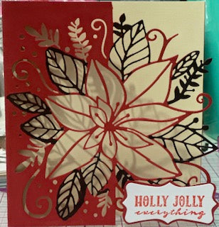 Cards:  Christmas:  Red & Cream Cut Poinsettia