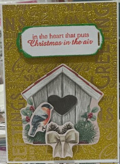 Cards:  Christmas:  Christmas in the Air Birds & Birdhouse Gold