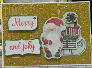 Cards:  Christmas:  Merry and Jolly Santa Gold