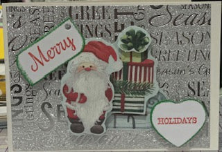 Cards:  Christmas:  Merry Holidays Santa Silver