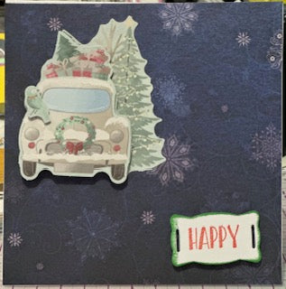 Cards:  Christmas:  Happy Tree-Carrying Car