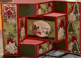 Cards:  Christmas:  Tidings of Joy Poinsettias Concertina