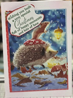 Cards:  Christmas:  Hedgehog & Mouse Light the Way