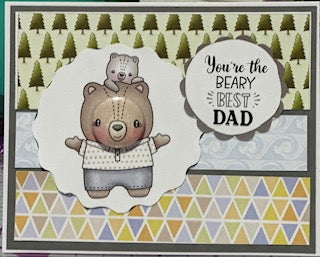 Cards:  Father's Day:  Beary Best Button Head