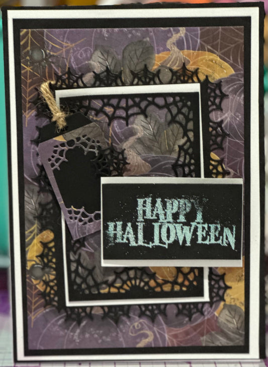 Cards:  Fall/Halloween:  Happy Halloween Layered Spider Webs