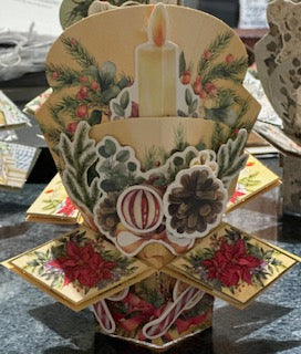 Cards:  Christmas:  Candles & Flowers Basket