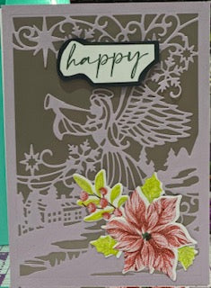 Cards:  Christmas:  Happy Angel & Poinsettia