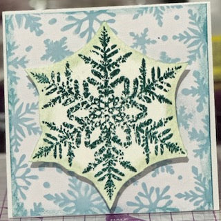 Cards:  All Occasion:  Green on Blue Snowflakes