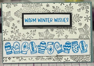 Cards:  All Occasion:  Warm Winter Wishes Mittens on Snowflakes