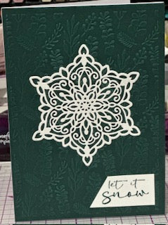 Cards:  All Occasion:  Let It Snow Snowflake on Green Embossing