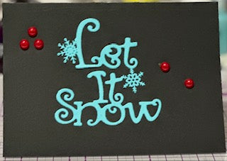 Cards:  All Occasion:  Let It Snow Blue on Black Red Jewels