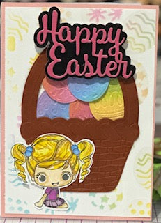 Cards:  Easter:  Egg Basket with Girl