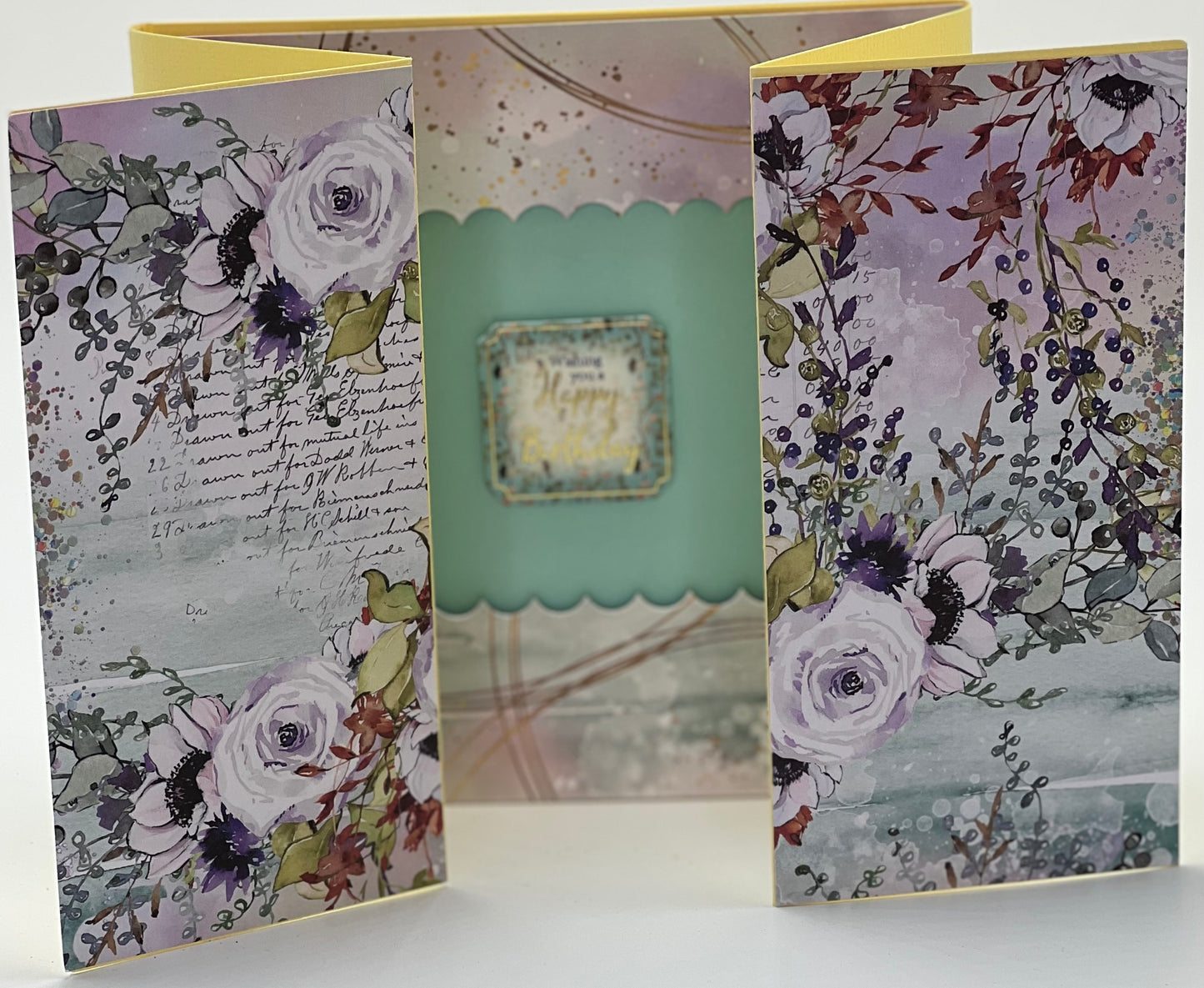 Cards:  Birthdays:  Happy Birthday Floral Gate Fold