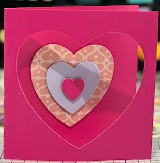 Cards:  Love & Valentine's Day:  Stacked Hearts Inside Center Cut