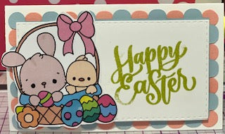 Cards:  Easter:  Bunny & Chick in Basket