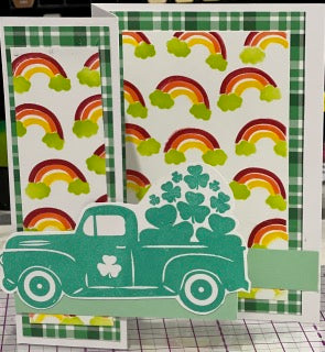 Cards:  St. Patricks Day:  Rainbow Truck Double Z-Fold